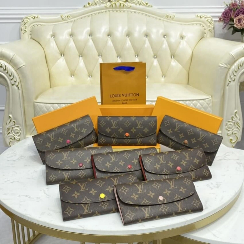 4 credit Louis Vuitton Monogram Canvas Emilie Wallet Fuchsia - Image 12