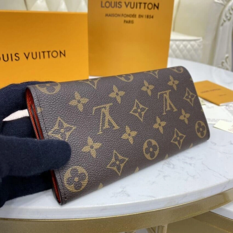 4 credit Louis Vuitton Monogram Canvas Emilie Wallet Orange - Image 3