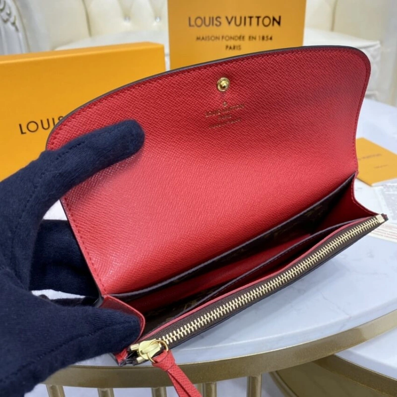 Proving th Louis Vuitton Monogram Canvas Emilie Wallet Red - Image 7