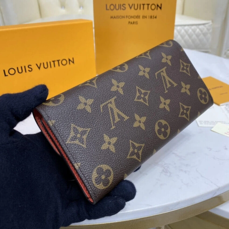 1 zipped Louis Vuitton Monogram Canvas Emilie Wallet Watermelon Red - Image 3