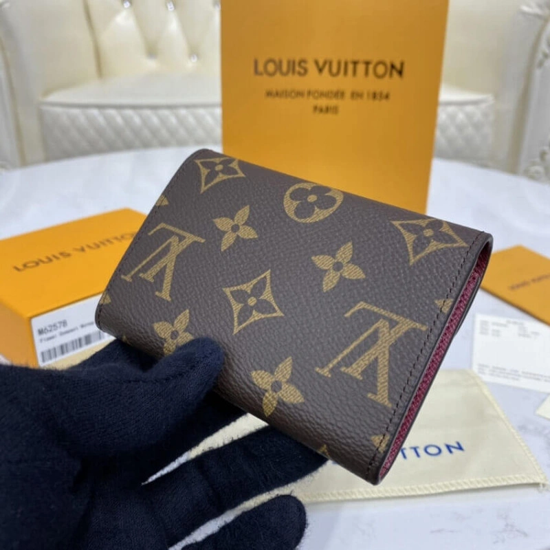 Gusseted Louis Vuitton Monogram Canvas Rosalie Coin Purse Fuchsia - Image 4