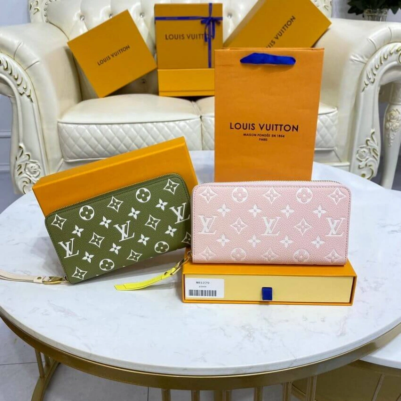 19.5 x 10 Louis Vuitton Monogram Empreinte Leather Zippy Wallet Pink - Image 11