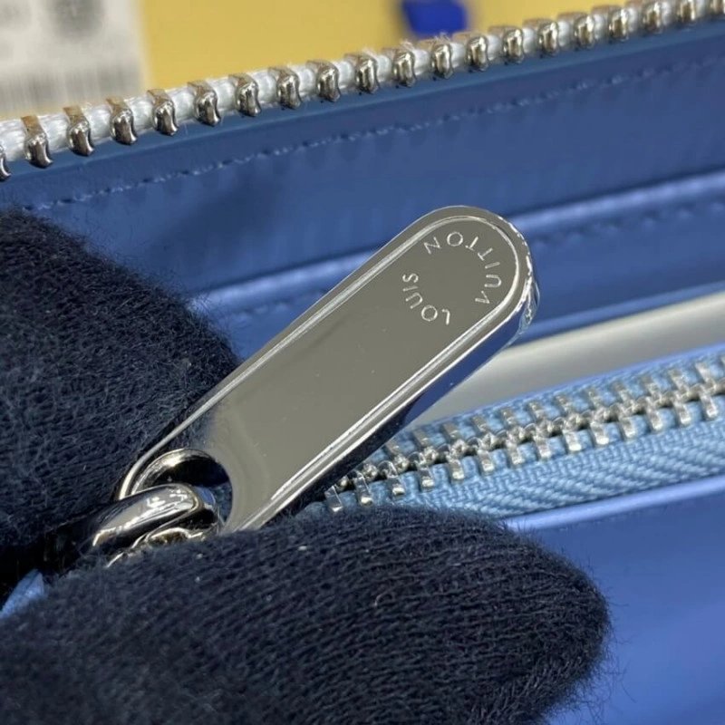 Silvercol Louis Vuitton Zippy Wallet in Blue Gradient Mahina Perforated Leather - Image 10