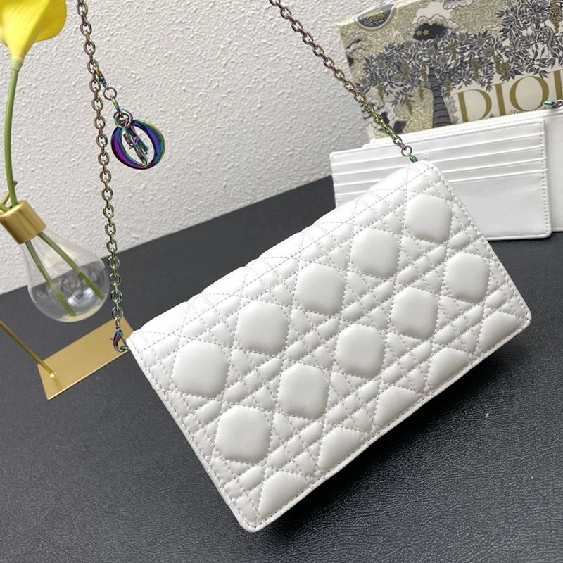 ModernLook 4579 Lady Dior Pouch Emblematic Cannage Lambskin White - Image 3