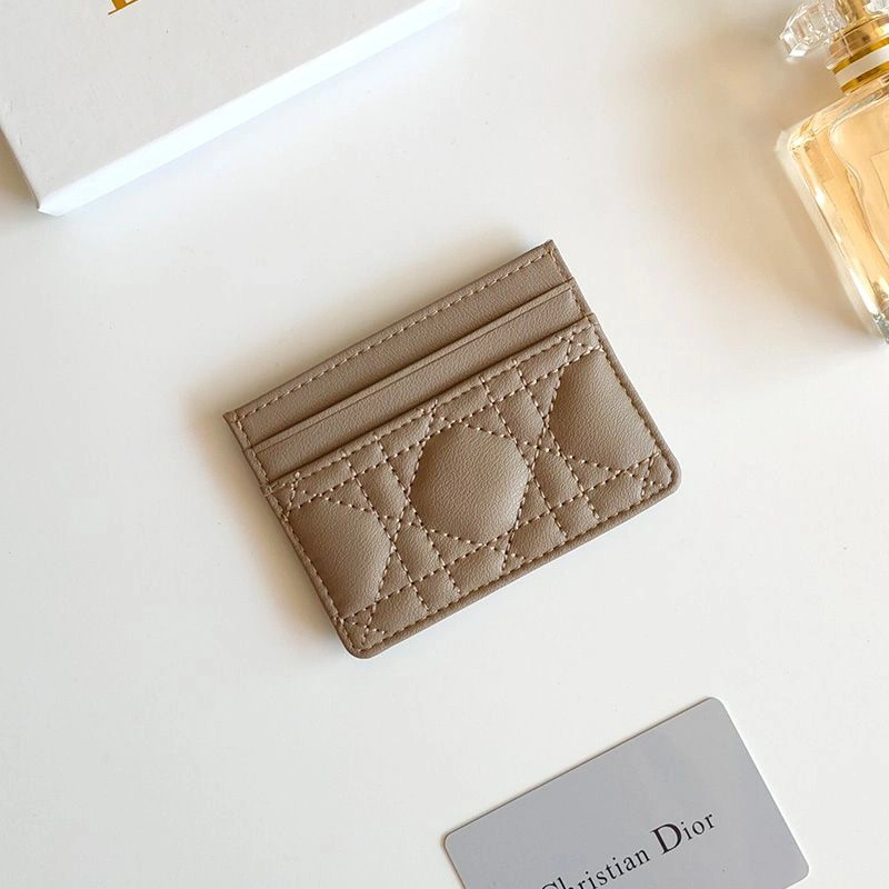 NewStyle 8955 Dior Card Holder Cannage Calfskin Taupe - Image 3