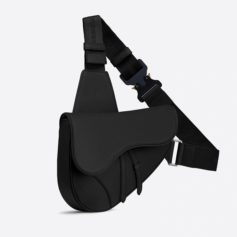 Popular 5676 Dior Saddle Crossbody Grainded Calfskin Black - Image 3