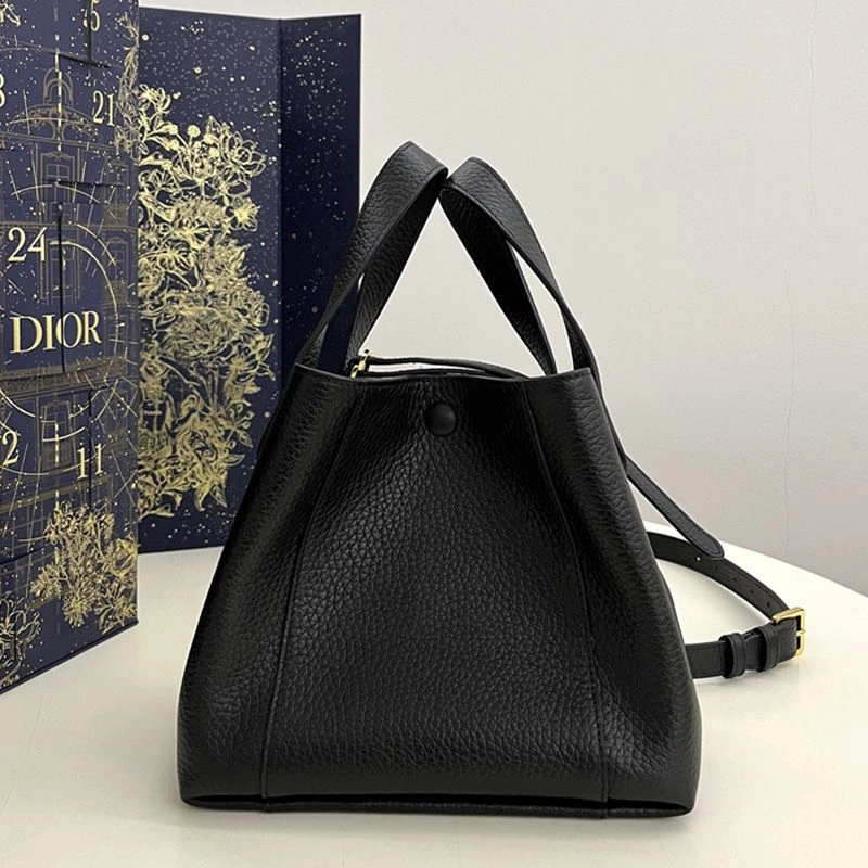 Small Dior Signature Bucket Bag In Grained Calfskin Black StreetReady 7094 - Image 3