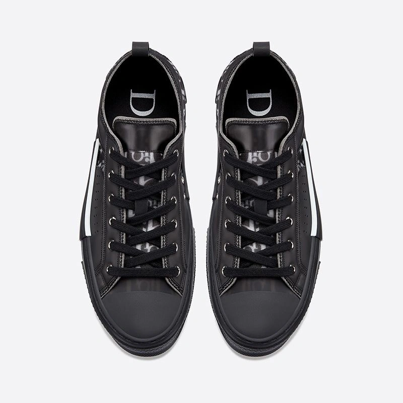 TopPick 5991 Dior B23 Sneakers Unisex Oblique Motif Canvas with Calfskin Black - Image 3