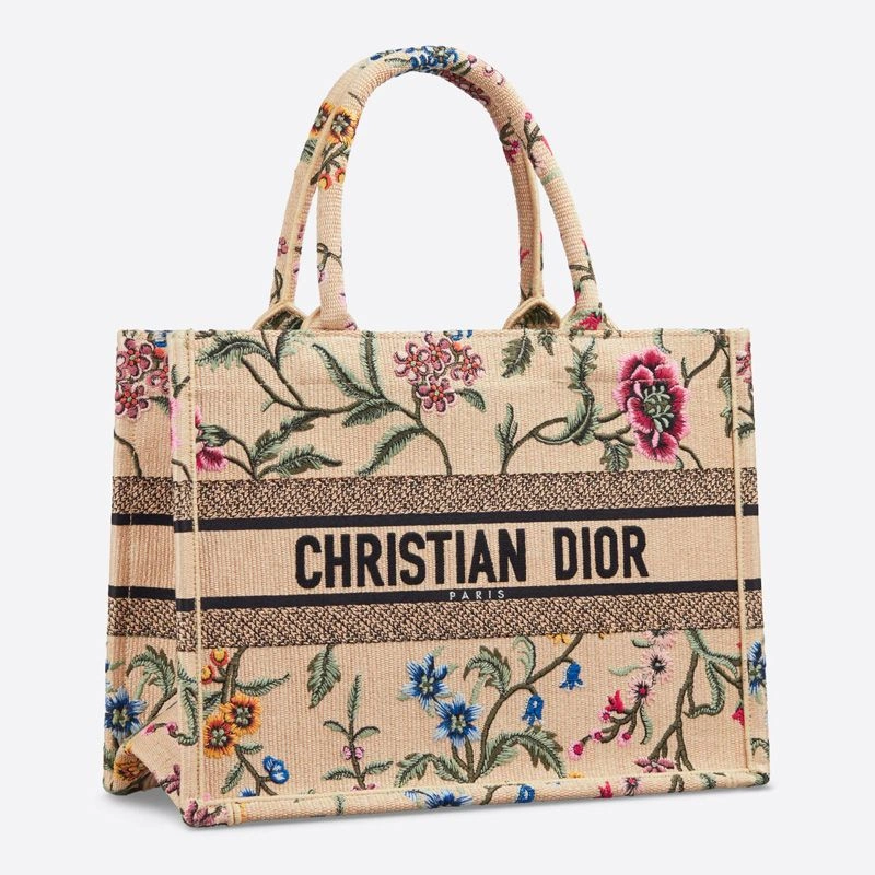 WellDesigned 2426 Dior Book Tote Petites Fleurs Motif Canvas Beige - Image 3