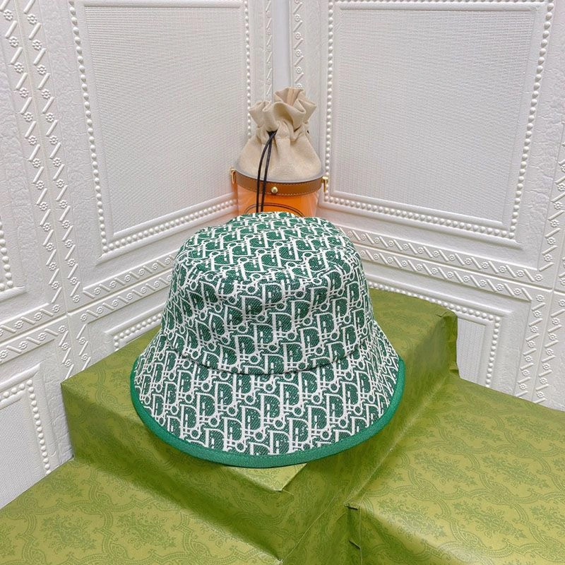 WellDesigned 7181 Dior Bucket Hat Shawn Logo D-Oblique Motif Cotton Green - Image 3