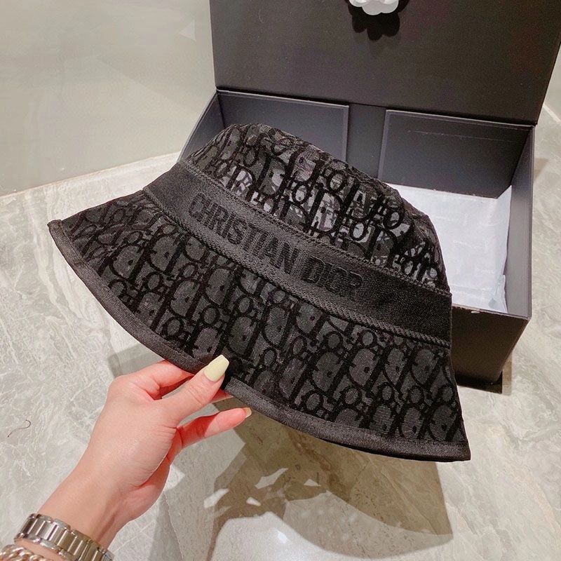 Christian Dior Bucket Hat D-Oblique Motif Mesh Black - Image 4