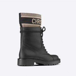 Christian Dior D-Major Ankle Boots Women Calfskin and Technical Fabric Black