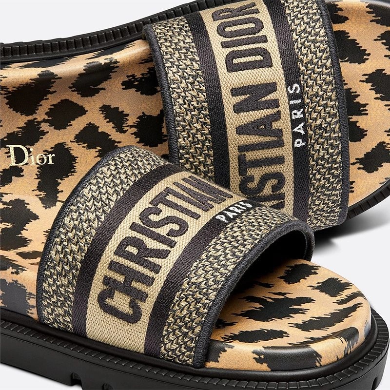 Christian Dior Dway Slides Women Mizza Motif Cotton Beige - Image 4