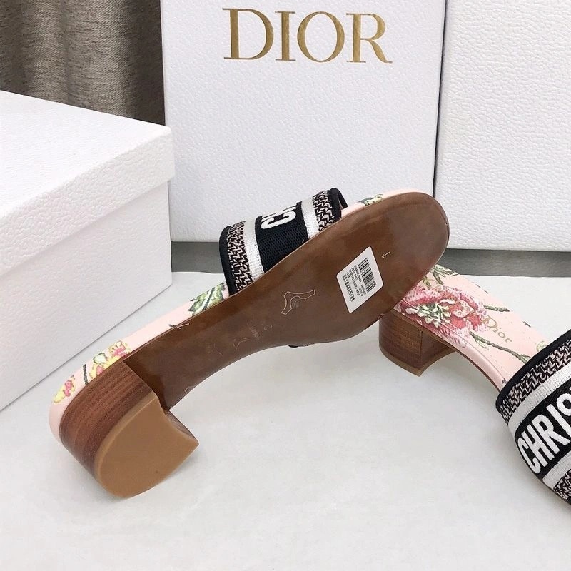 Christian Dior Dway Slides Women Petites Fleurs Motif Canvas Pink - Image 4