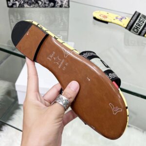 Christian Dior Dway Slides Women Pixel Zodiac Motif Canvas Yellow