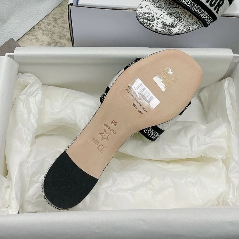 Christian Dior Dway Slides Women Plan de Paris Motif Canvas White - Image 5