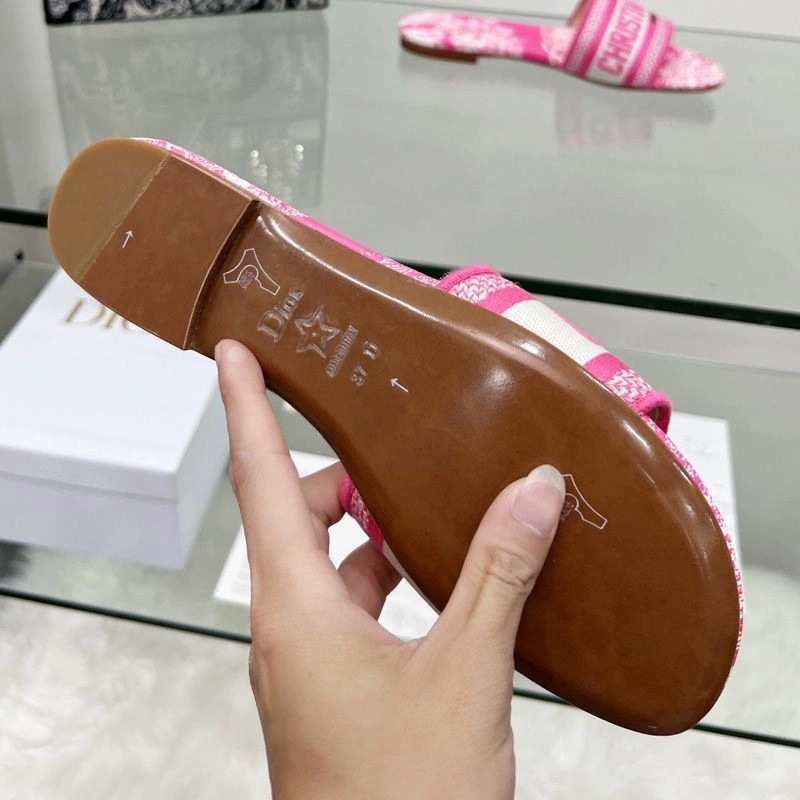 Christian Dior Dway Slides Women Toile De Jouy Motif Canvas Rose - Image 3