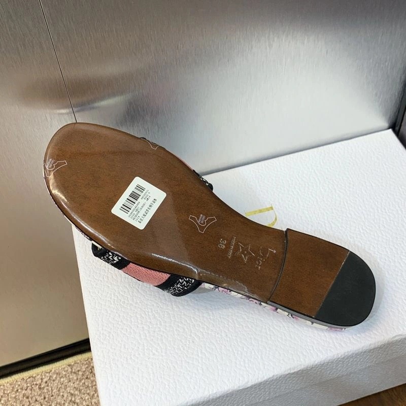 Christian Dior Dway Slides Women Toile de Jouy Mexico Motif Canvas White Pink - Image 3