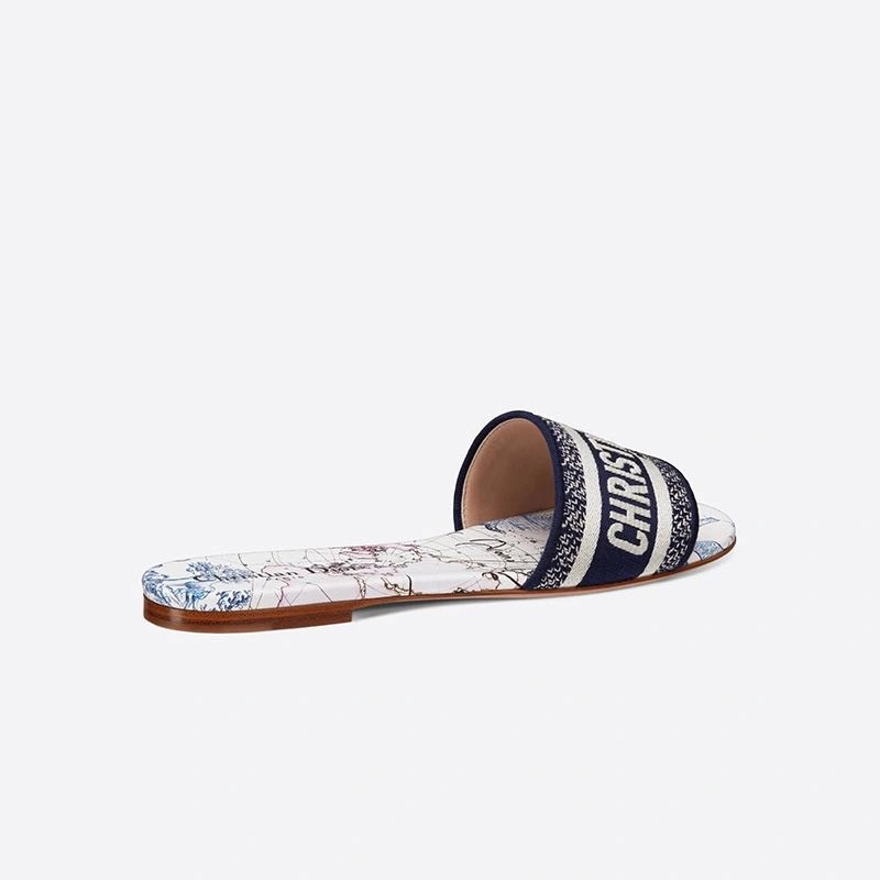 Christian Dior Dway Slides Women Around The World Motif Canvas Blue - Image 3