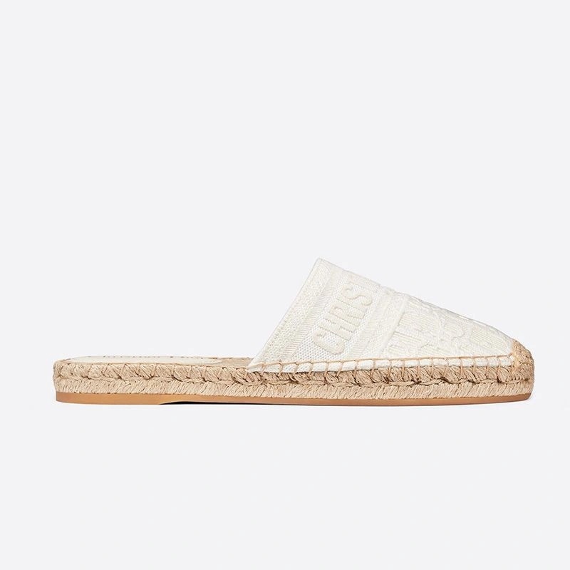 Christian Dior Granville Mules Women Oblique Motif Cotton White - Image 4