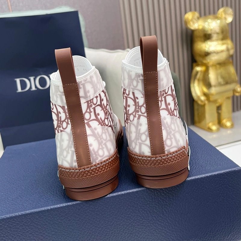 Dior B23 High-Top Sneakers Unisex Oblique Motif Canvas Brown - Image 3
