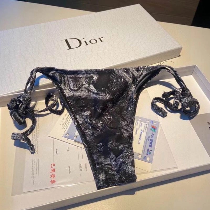 Dior Bikini Women Toile De Jouy with Bee CD Motif Lycra Black - Image 3