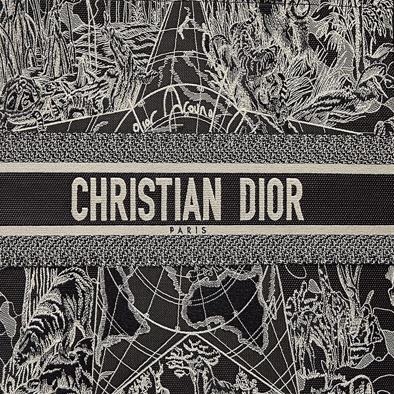 Dior Book Tote Around the World Motif Canvas Black - Image 4
