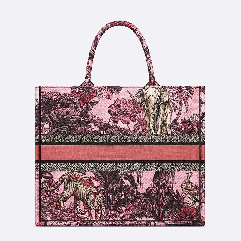Dior Book Tote Toile De Jouy Voyage Motif Canvas Pink - Image 3
