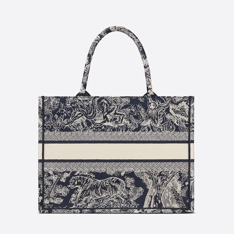 Dior Book Tote Toile De Jouy Motif Canvas Navy Blue - Image 3