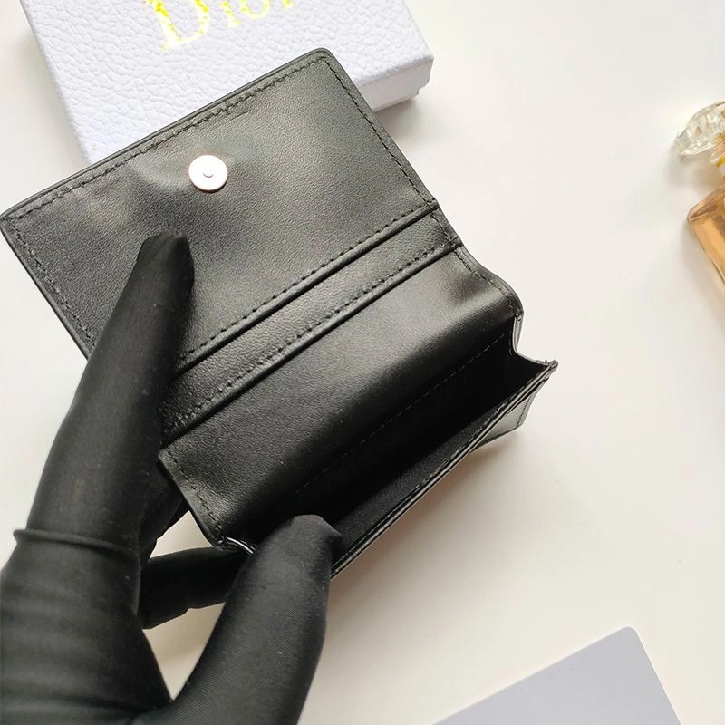 Dior Business Card Holder CD Diamond Motif Calfskin Black - Image 4