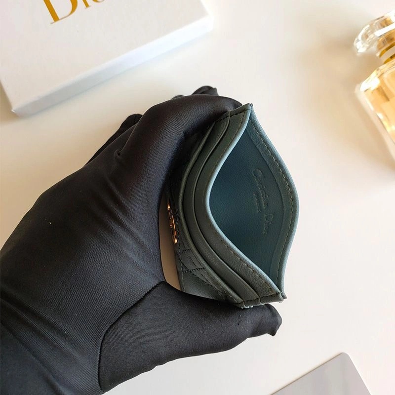 Dior Card Holder Cannage Calfskin Teal - Image 3