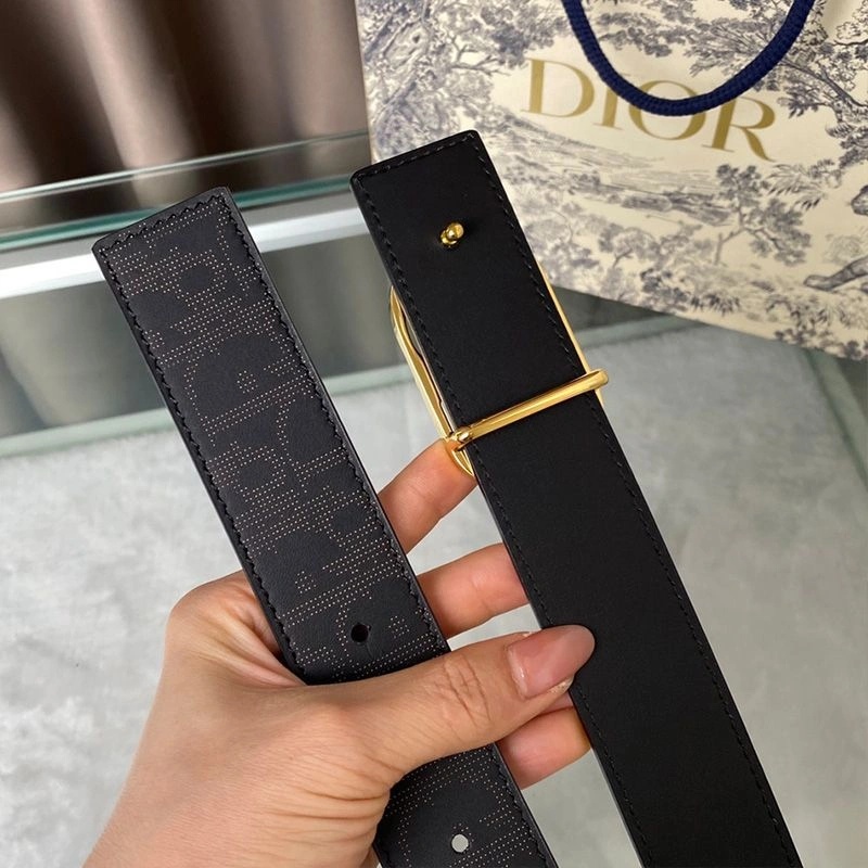 Dior CD Belt Oblique Calfskin Black Gold - Image 3