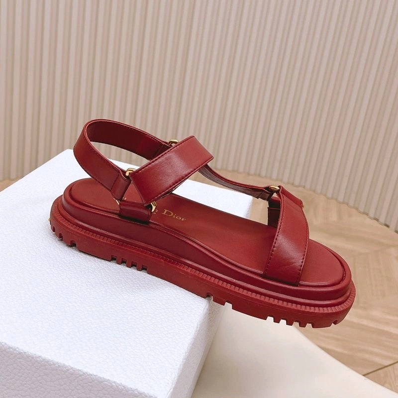 Dior D-Wave Sandals Women Calfskin Red - Image 3