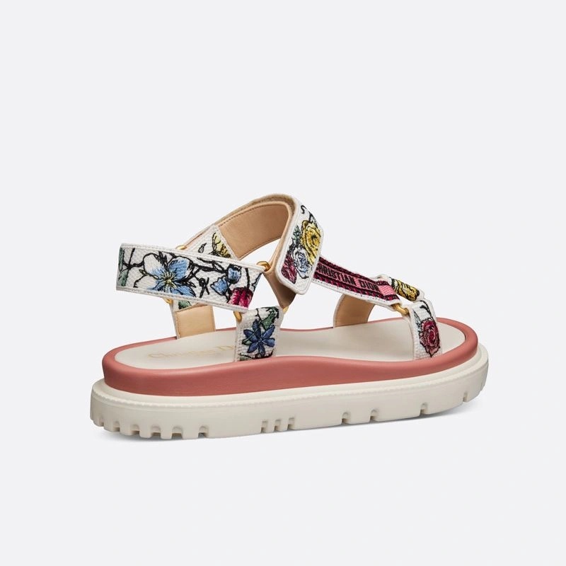 Dior D-Wave Sandals Women Florilegio Motif Canvas White - Image 3