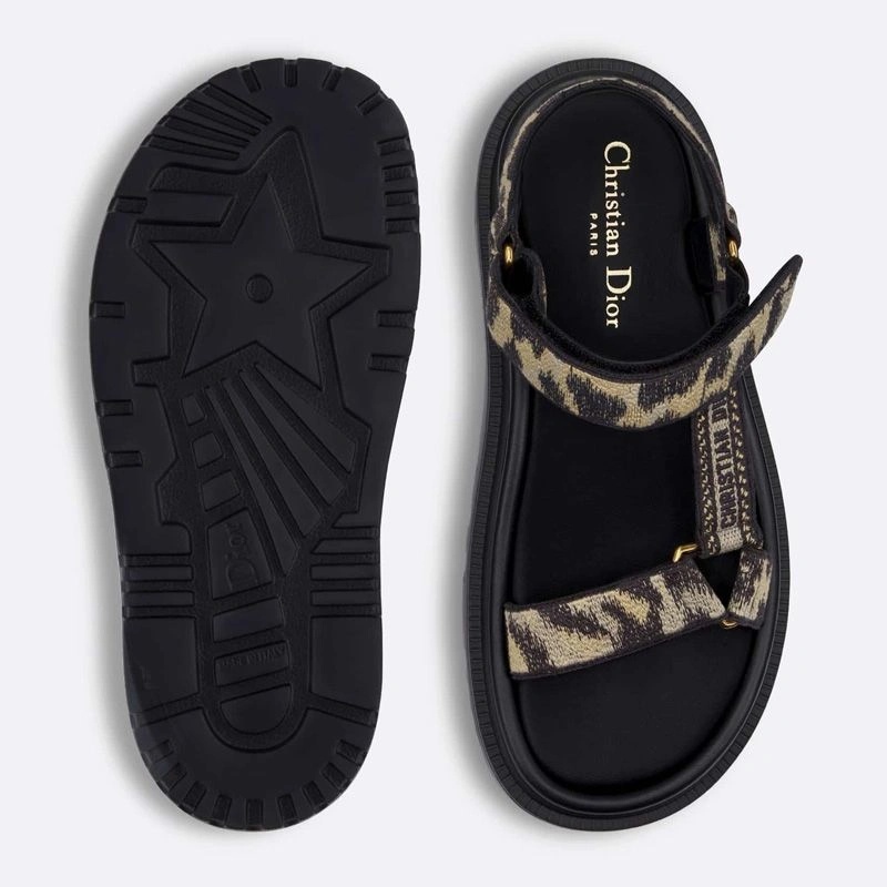 Dior D-Wave Sandals Women Mizza Motif Canvas Beige - Image 4