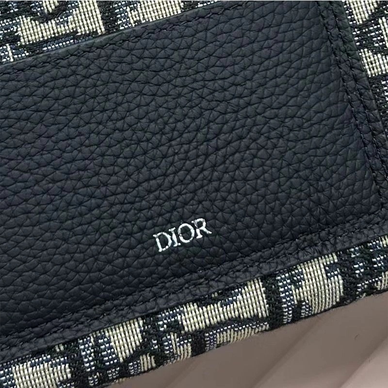 Dior Front Patch Pocket Zip Wallet Oblique Motif Canvas Blue - Image 3
