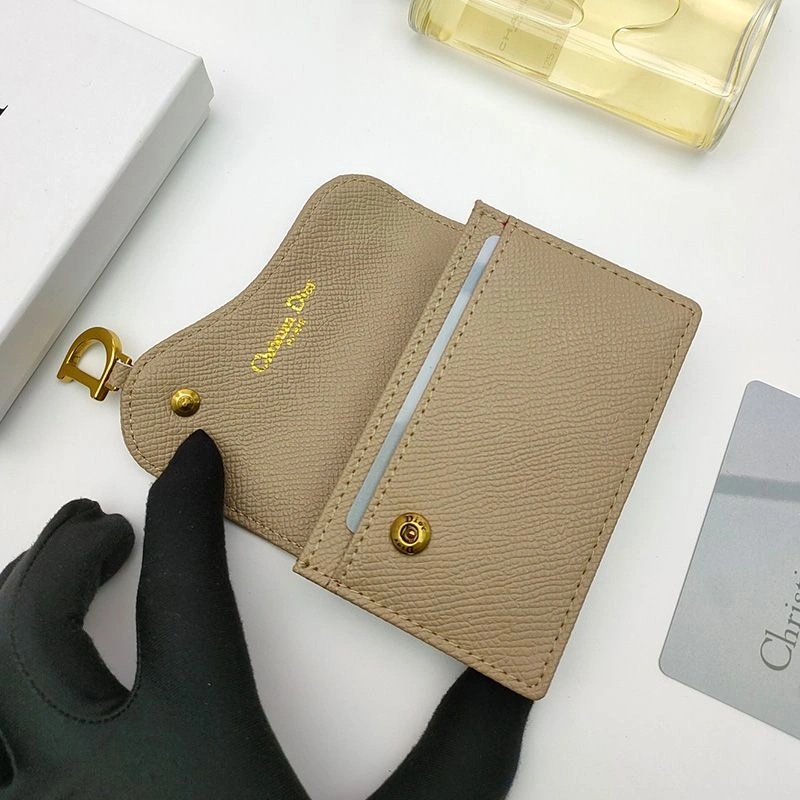Dior Saddle Flap Card Holder Grained Calfskin Khaki - Image 4