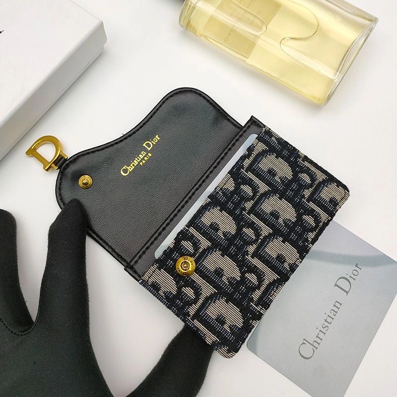 Dior Saddle Flap Card Holder Oblique Motif Canvas Blue - Image 4