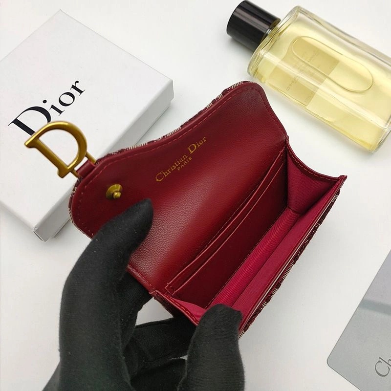 Dior Saddle Flap Card Holder Oblique Motif Canvas Burgundy - Image 5