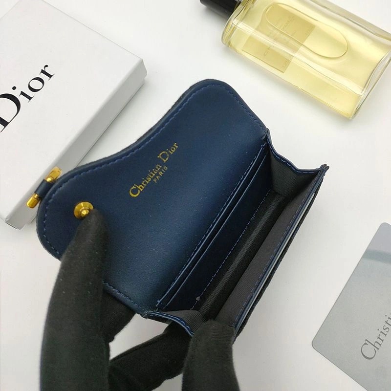 Dior Saddle Flap Card Holder Oblique Motif Canvas Navy Blue - Image 5