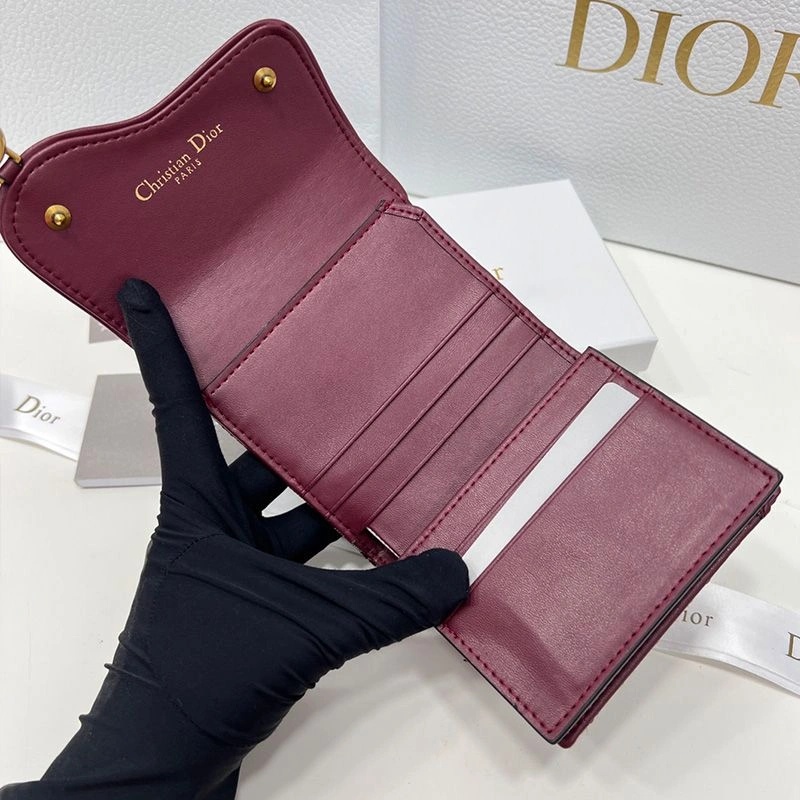 Dior Saddle Three-Fold Card Holder Oblique Motif Canvas Burgundy - Image 3