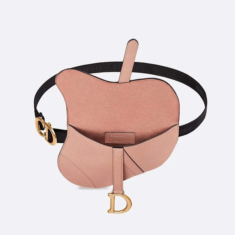 Dior Saddle Flat Belt Pouch Grained Calfskin Pink - Image 3