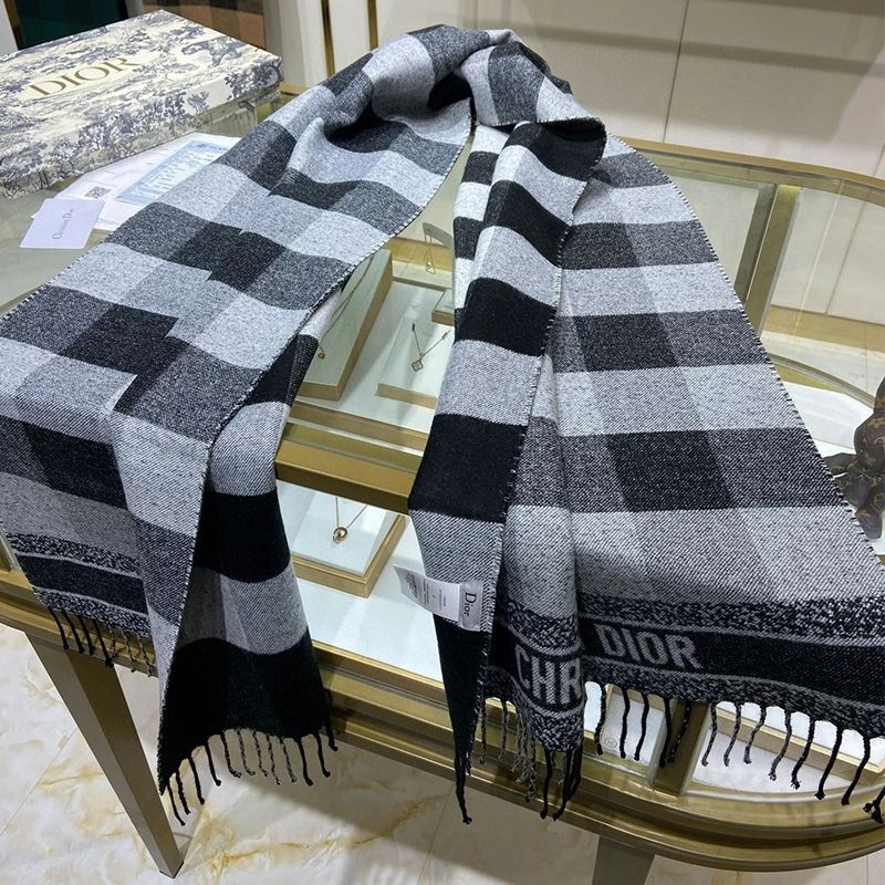 Dior Scarf Check'N'Dior Motif Wool and Angora Black - Image 3