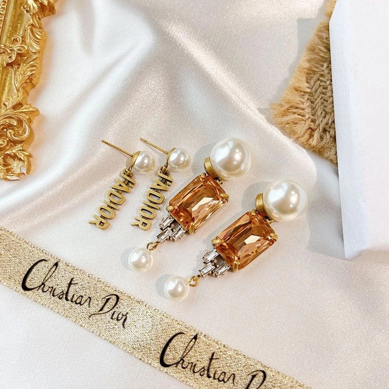 Dior Tribales Earrings Metal, White Resin Pearls And Crystals Brown - Image 3