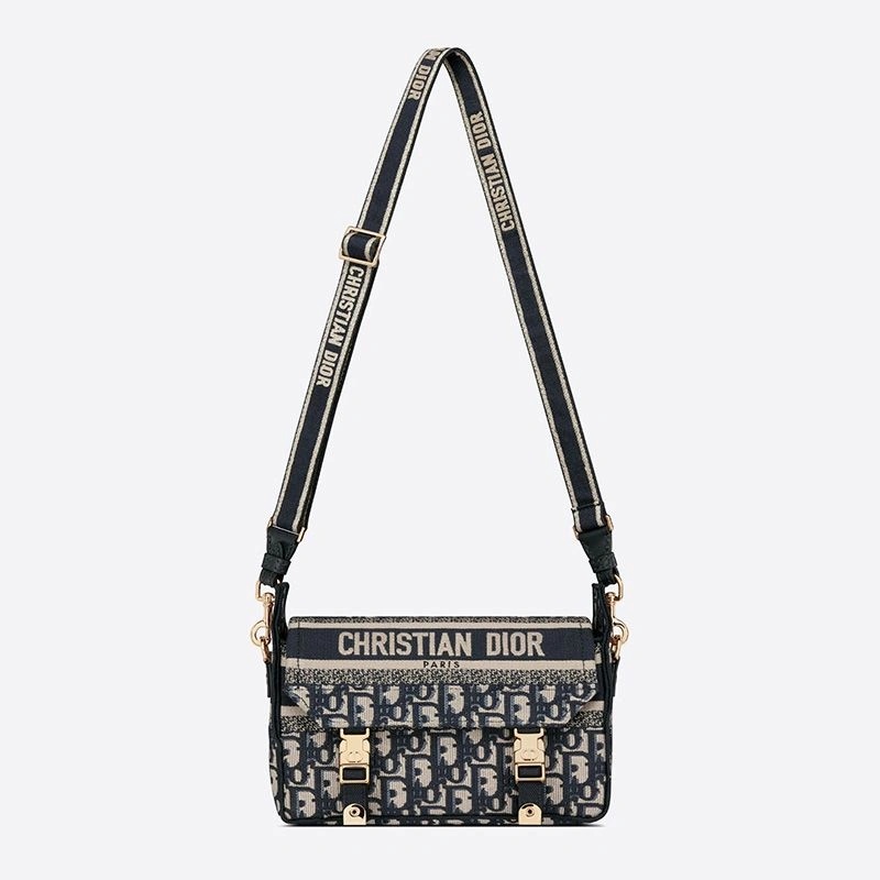 Small Diorcamp Messenger Oblique Motif Canvas Blue - Image 5