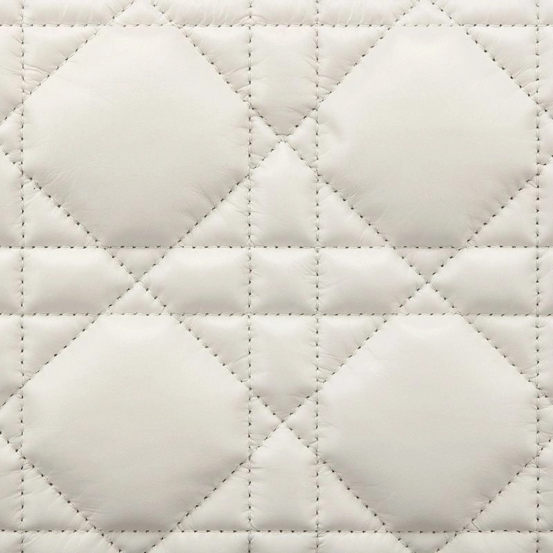 Mini Dior Caro Tulip Bag Quilted Macrocannage Calfskin White - Image 5