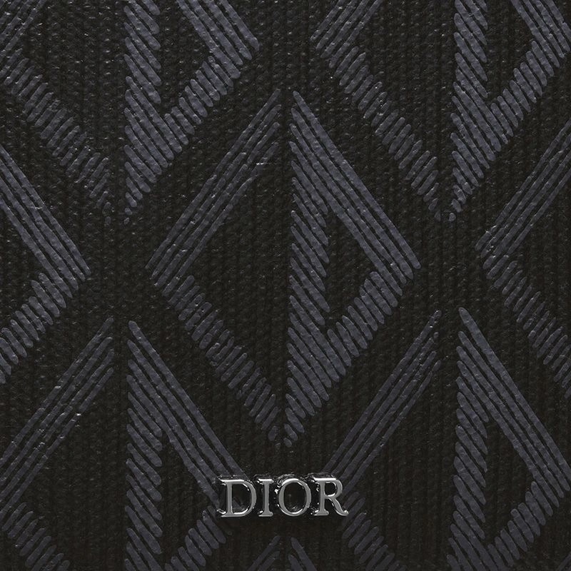 Large Dior Vertical Wallet CD Diamond Motif Canvas Black - Image 4