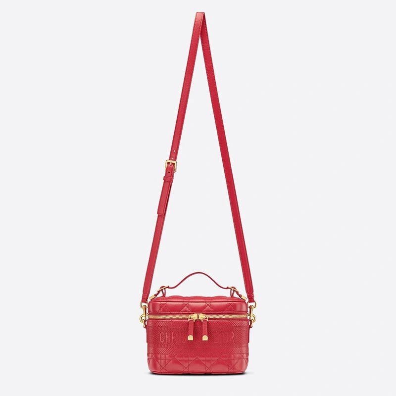 Small DiorTravel Vanity Case Cannage Lambskin Red - Image 4