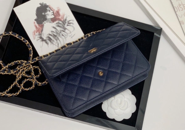 Fashionable CHANEL CHAIN WALLET CAVIAR WITH GOLD HARDWARE 722 - Image 8