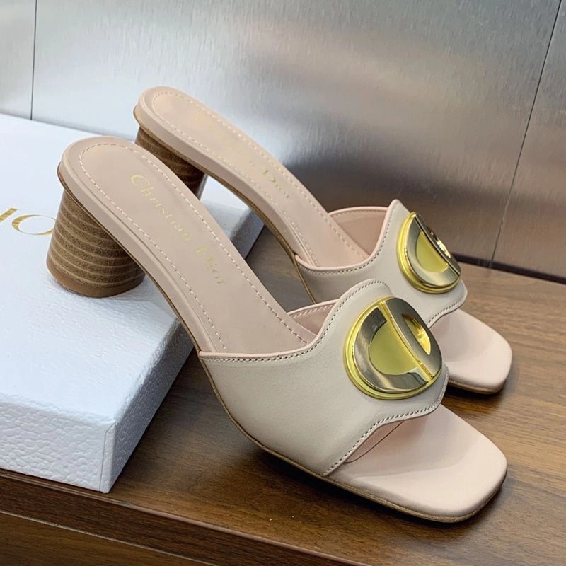 Forever Dior Slides Women Calfskin Khaki - Image 4